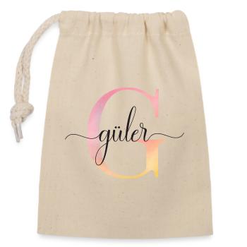 L | Monogramme | Nom | GülerAquarelle - Sac cadeau en coton avec cordon (14 x 20 cm) - nature - Devant