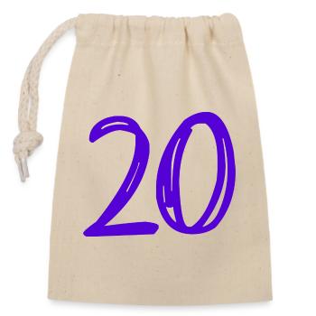 20. 20 JAHRE. 20-JÄHRIGES JUBILÄUM. 20-JÄHRIGES JUBILÄUM. - Verschließbarer Geschenkbeutel aus Baumwolle (14x20cm) - Natur - Vorne