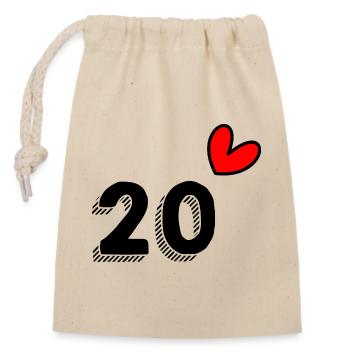 20. 20 ANS. 20e ANNIVERSAIRE. ANNIVERSAIRE 20 ANS. - Sac cadeau en coton avec cordon (14 x 20 cm) - nature - Devant