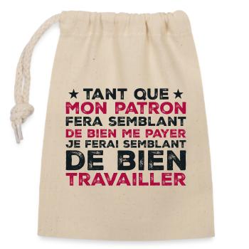 Quote Work Colleague Humor - Closable cotton gift bag (14x20cm) - nature - Front