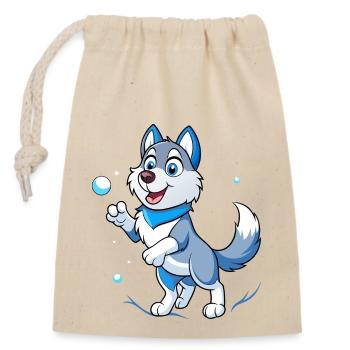 Confrontation de boules de neige : Délice de husky sibérien - Sac cadeau en coton avec cordon (14 x 20 cm) - nature - Devant