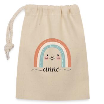 Anne! Rainbow, customisable - Closable cotton gift bag (14x20cm) - nature - Front