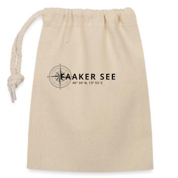 Faakersee Kompass Design - Verschließbarer Geschenkbeutel aus Baumwolle (14x20cm) - Natur - Vorne
