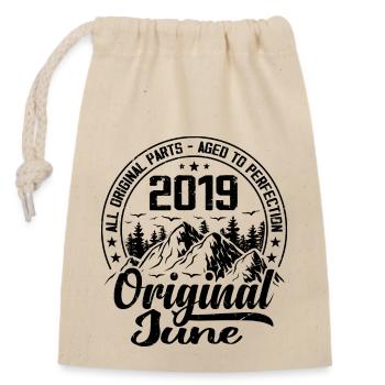 2019 June Original: 5 Year Anniversary Gift - Closable cotton gift bag (14x20cm) - nature - Front