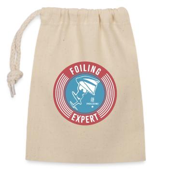 Étiquette Wingfoil - Sac cadeau en coton avec cordon (14 x 20 cm) - nature - Devant