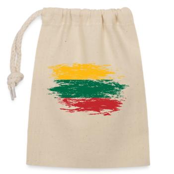 Lithuania flag used - Closable cotton gift bag (14x20cm) - nature - Front