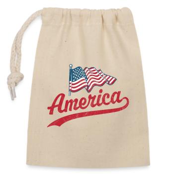 America Flag - Closable cotton gift bag (14x20cm) - nature - Front