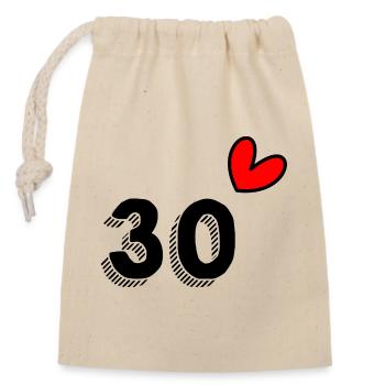 30. 30 YEARS. 30th ANNIVERSARY. 30 YEARS ANNIVERSARY. - Closable cotton gift bag (14x20cm) - nature - Front