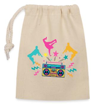 Ghettoblaster Neon tanzende Silhouetten - Verschließbarer Geschenkbeutel aus Baumwolle (14x20cm) - Natur - Vorne