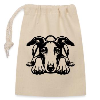 Whippet Head with Paws - Closable cotton gift bag (14x20cm) - nature - Front