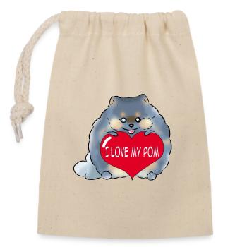 I love my Pom Merle - Closable cotton gift bag (14x20cm) - nature - Front