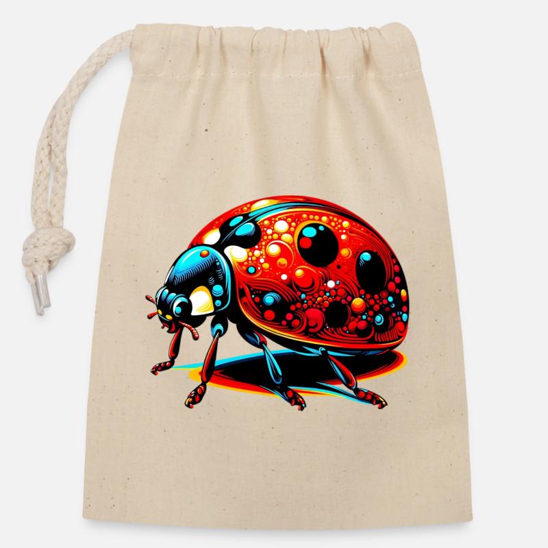 Ladybird - Closable cotton gift bag (14x20cm) - nature