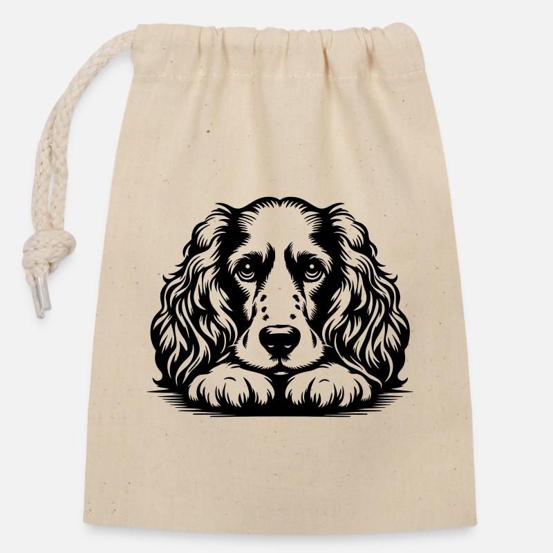 Cocker Spaniel Kopf mit Pfoten - Verschließbarer Geschenkbeutel aus Baumwolle (14x20cm) - Natur