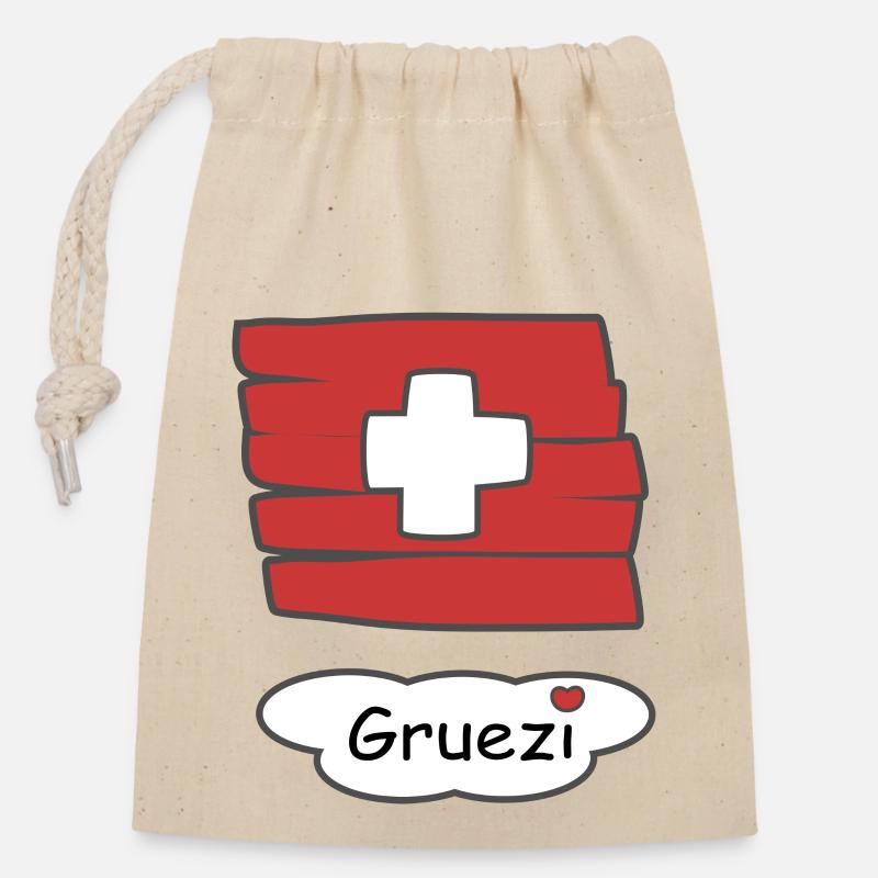 Formules de politesse - Sac cadeau en coton avec cordon (14 x 20 cm) - nature