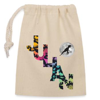 JULIAN - Beautiful boy name with dinosaur - Closable cotton gift bag (14x20cm) - nature - Front