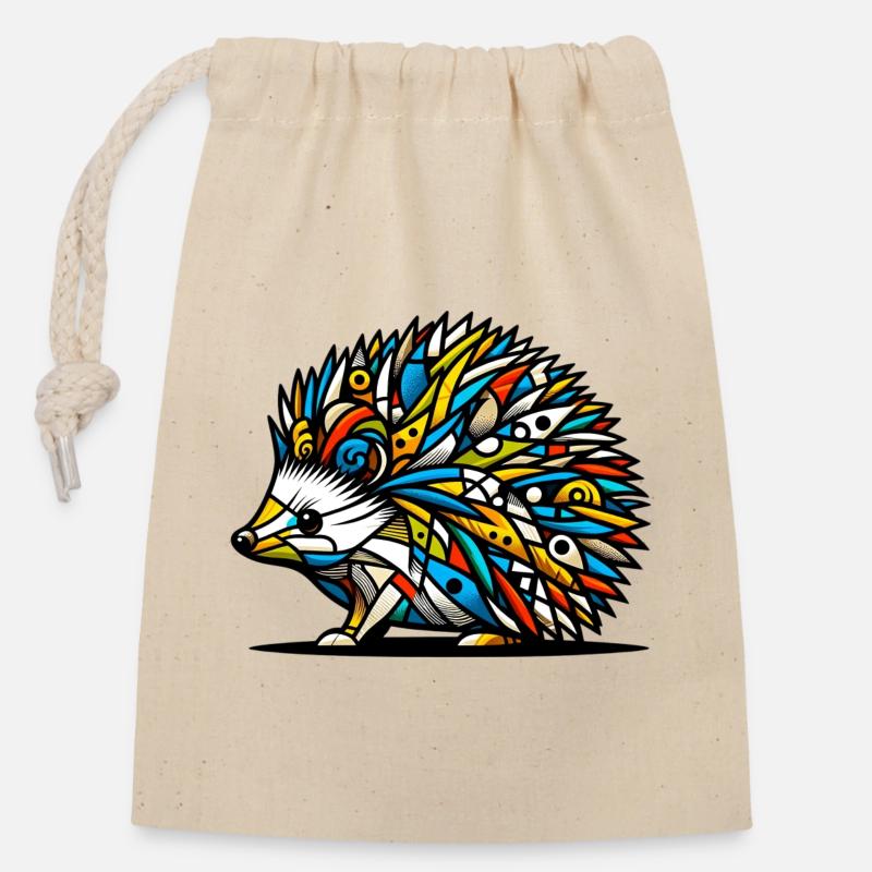 Hedgehog - Closable cotton gift bag (14x20cm) - nature