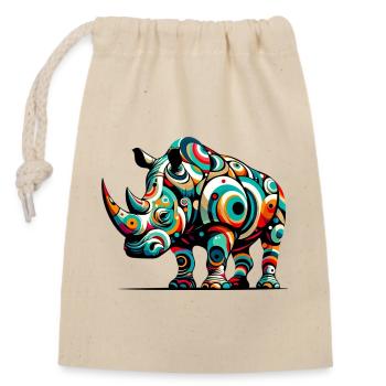 Rhinoceros - Closable cotton gift bag (14x20cm) - nature - Front