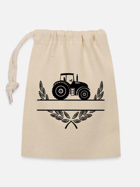 Stolz auf den Landwirt-Traktor - Verschließbarer Geschenkbeutel aus Baumwolle (14x20cm) - Natur