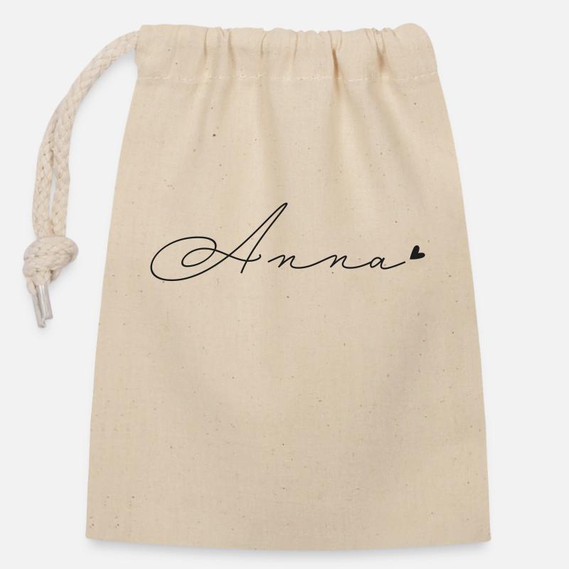 Name Anna - Verschließbarer Geschenkbeutel aus Baumwolle (14x20cm) - Natur