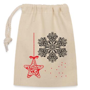 Ornament Christmas - Closable cotton gift bag (14x20cm) - nature - Front