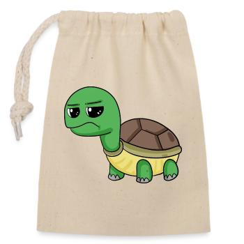 Turtle - Closable cotton gift bag (14x20cm) - nature - Front