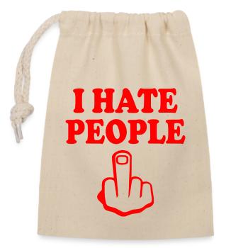 I hate people - Verschließbarer Geschenkbeutel aus Baumwolle (14x20cm) - Natur - Vorne