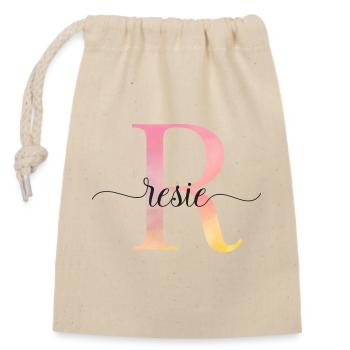 L | Monogramme | Nom | Resie |Aquarelle - Sac cadeau en coton avec cordon (14 x 20 cm) - nature - Devant