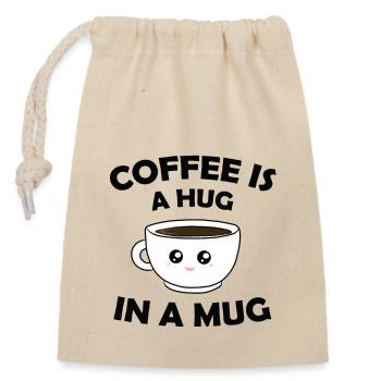 Coffee is a Hug in a Mug - Closable cotton gift bag (14x20cm) - nature - Front