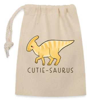 Cute Dino Cutie-Saurus - Closable cotton gift bag (14x20cm) - nature - Front