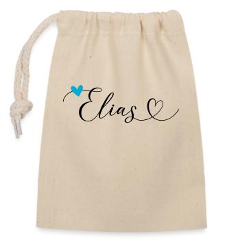 Elias Surname First Name Calligraphy Heart - Closable cotton gift bag (14x20cm) - nature - Front