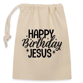 Happy Birthday Jesus - Closable cotton gift bag (14x20cm) - nature - Front