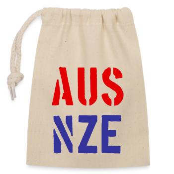 AUS - NZE - New Zealand - Australia - Neuseeland - Verschließbarer Geschenkbeutel aus Baumwolle (14x20cm) - Natur - Vorne