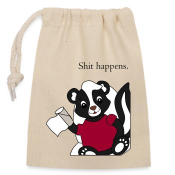 Stinktier Pixie Shit happens - Verschließbarer Geschenkbeutel aus Baumwolle (14x20cm) - Natur - Vorne