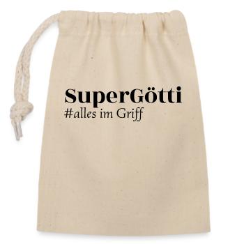 Super Götti - alles im Griff - Verschließbarer Geschenkbeutel aus Baumwolle (14x20cm) - Natur - Vorne