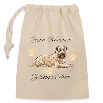 Graue Schnauze, Goldenes Herz – Würdevolles Wheate - Verschließbarer Geschenkbeutel aus Baumwolle (14x20cm) - Natur - Vorne