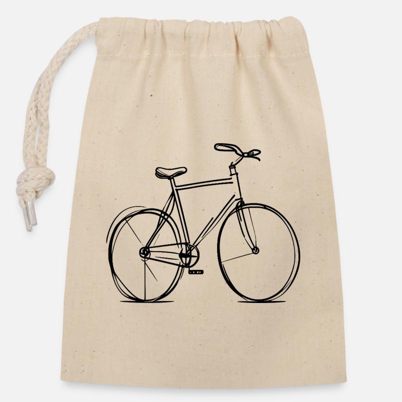 Fahrrad Strichzeichnung - Verschließbarer Geschenkbeutel aus Baumwolle (14x20cm) - Natur