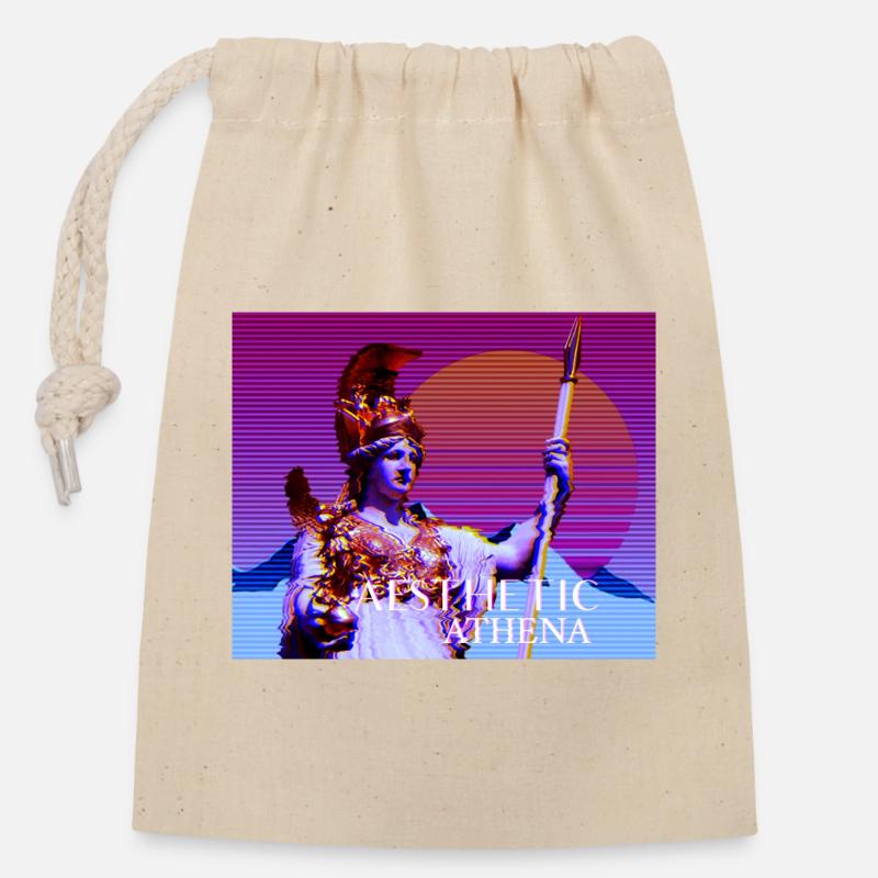Déesse stylisée abstraite Athéna - Sac cadeau en coton avec cordon (14 x 20 cm) - nature