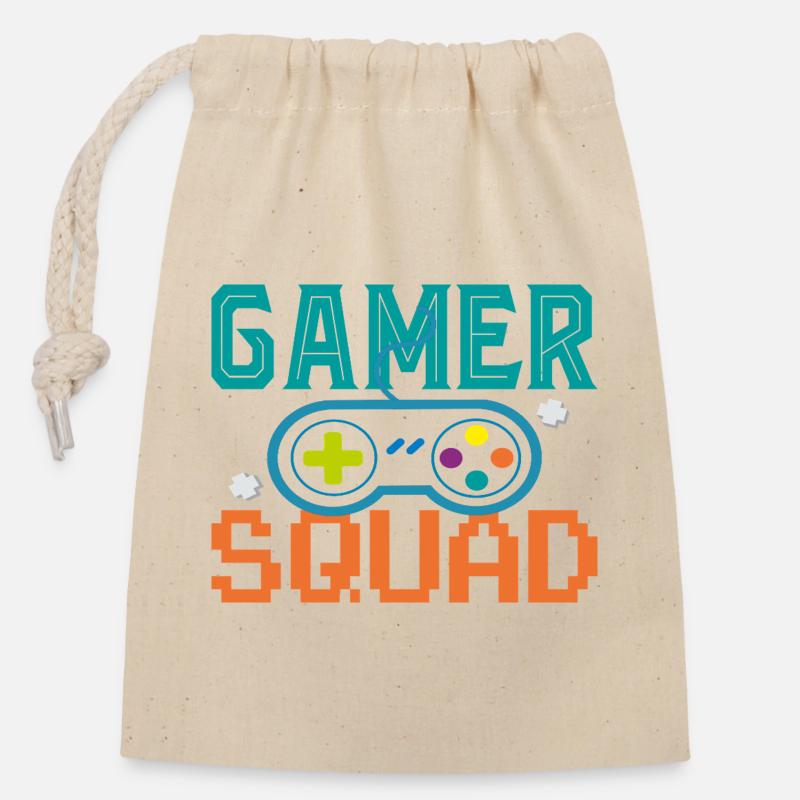 GAMER-Kader - Verschließbarer Geschenkbeutel aus Baumwolle (14x20cm) - Natur