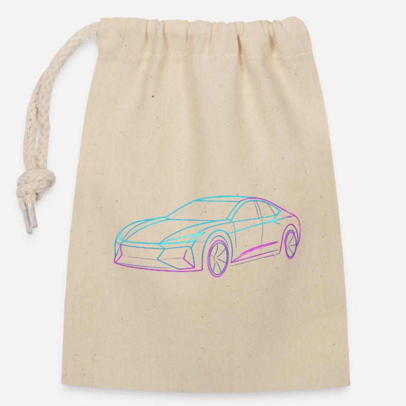 Neon Artform Car - Sac cadeau en coton avec cordon (14 x 20 cm) - nature
