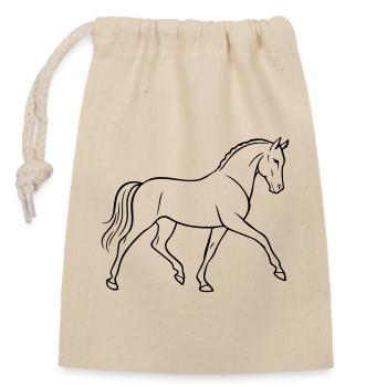 Cheval de dressage - Sac cadeau en coton avec cordon (14 x 20 cm) - nature - Devant