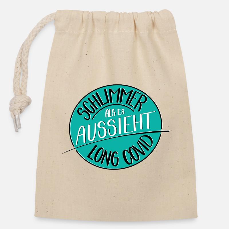 Schlimmer als es aussieht, Long Covid - Verschließbarer Geschenkbeutel aus Baumwolle (14x20cm) - Natur