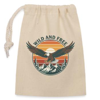 Eagle Wild and Free Retro Vintage Nature Motif - Closable cotton gift bag (14x20cm) - nature - Front