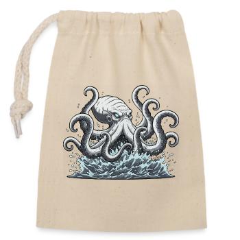 Kraken-Tintenfisch-Oktopus - Verschließbarer Geschenkbeutel aus Baumwolle (14x20cm) - Natur - Vorne
