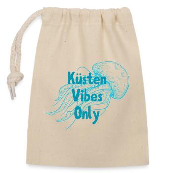 Coastal Vibes Only – Jellyfish Maritime Design - Closable cotton gift bag (14x20cm) - nature - Front