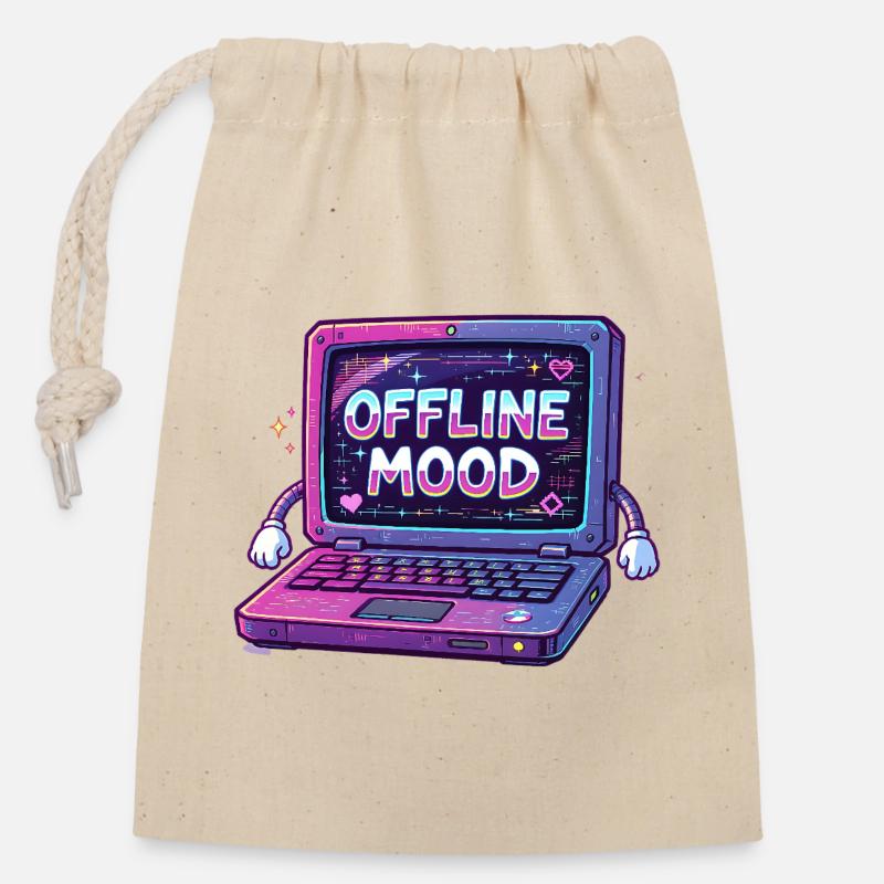Y2K Retro – Offline Mood - Verschließbarer Geschenkbeutel aus Baumwolle (14x20cm) - Natur
