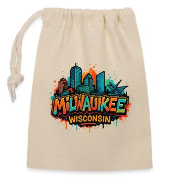 Milwaukee Skyline Splash Wisconsin - Verschließbarer Geschenkbeutel aus Baumwolle (14x20cm) - Natur - Vorne