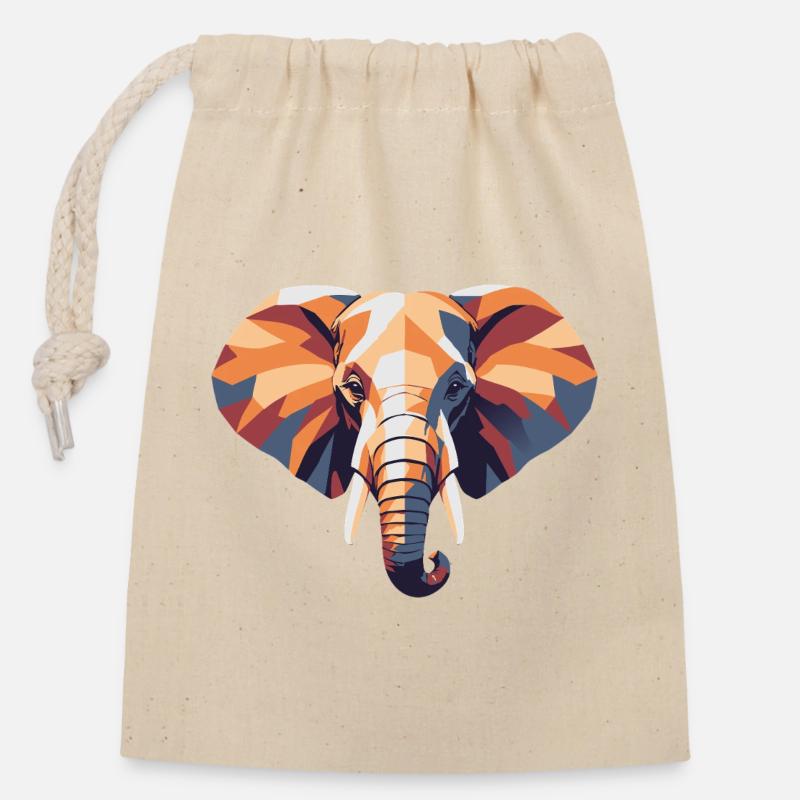Elefant_farbe_poly - Sac cadeau en coton avec cordon (14 x 20 cm) - nature