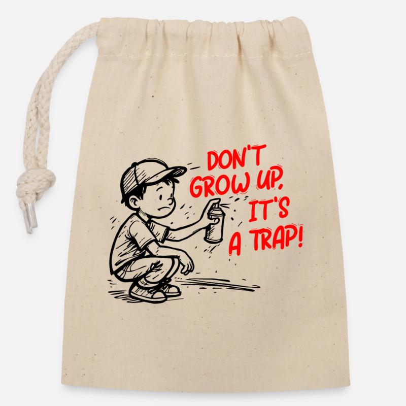 It's a trick - Closable cotton gift bag (14x20cm) - nature