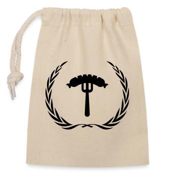 Saucisse, fourchette, saucisse - Sac cadeau en coton avec cordon (14 x 20 cm) - nature - Devant
