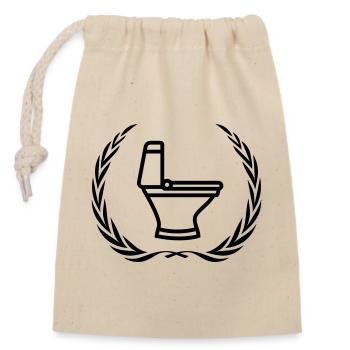 Wc Toilette Kranz - Verschließbarer Geschenkbeutel aus Baumwolle (14x20cm) - Natur - Vorne